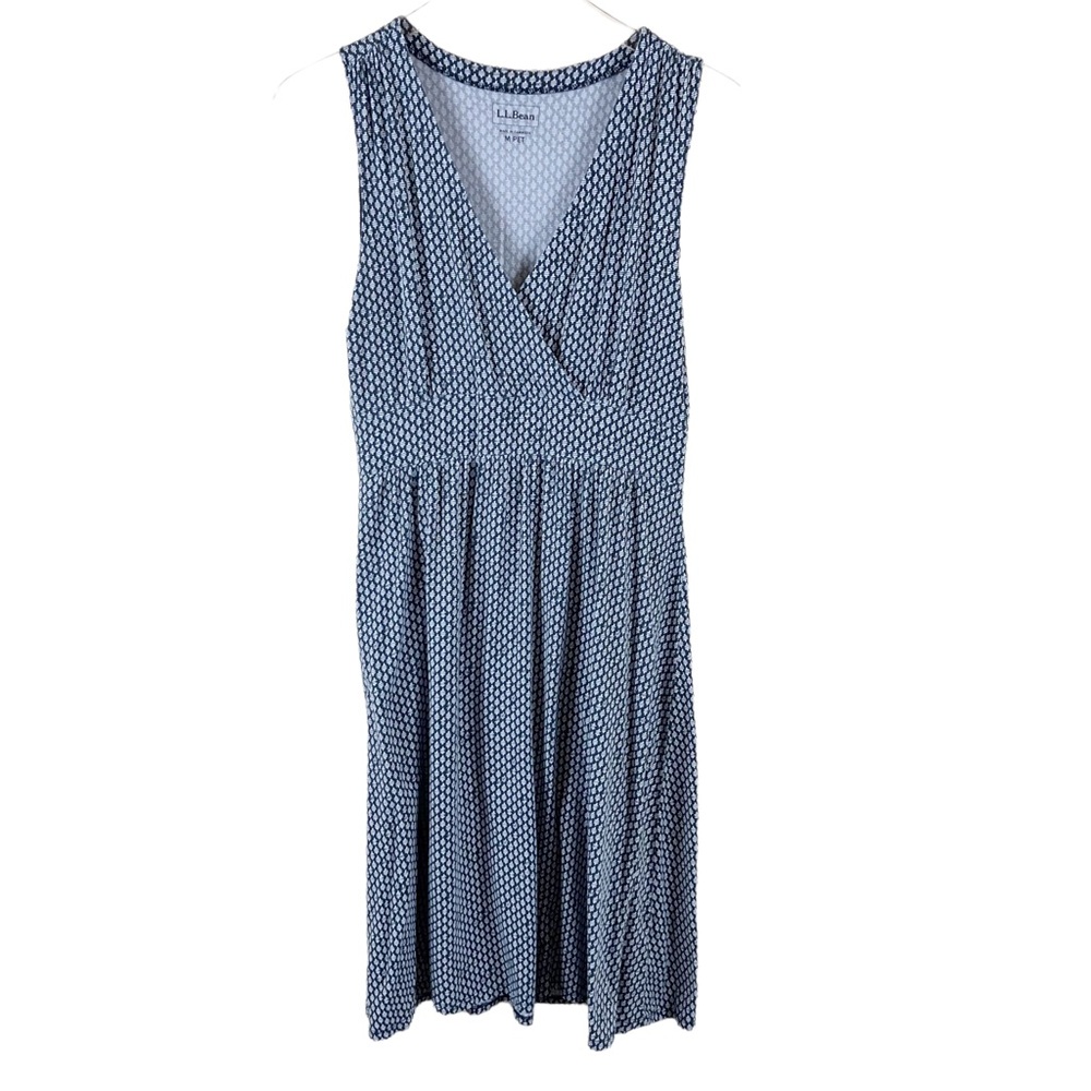📍SOLD📍L.L. Bean | Women’s Summer Knit Sleeveless Print Dress Medium Petite - Picture 2 of 7